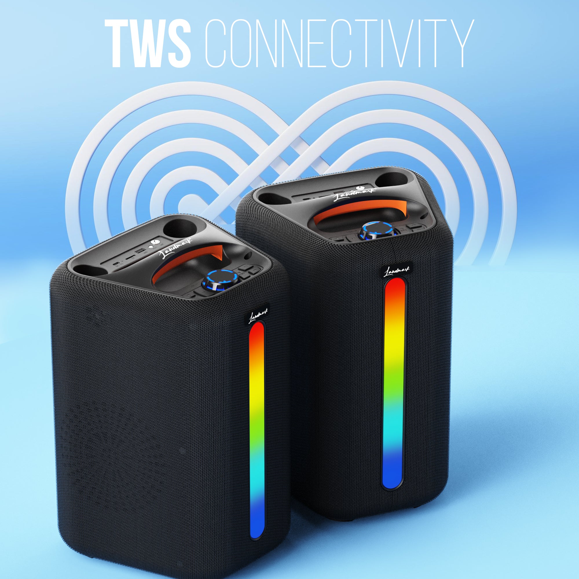 Landmark JukeBox TBS 7095 Party Speaker 80W with 13-Inch Driver, Dual Wireless Mics, RGB Lights, and Bluetooth 5.3 (Black)