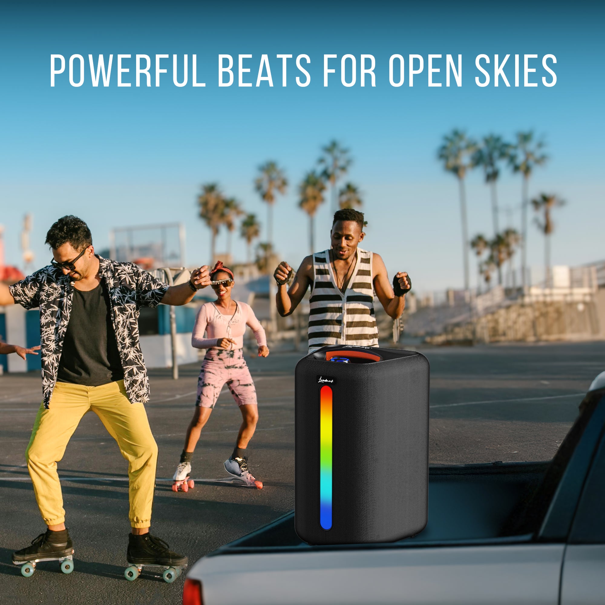 Landmark JukeBox TBS 7095 Party Speaker 80W with 13-Inch Driver, Dual Wireless Mics, RGB Lights, and Bluetooth 5.3 (Black)
