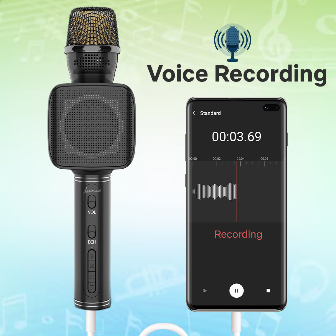 Landmark LM BT1122 Handheld Wireless Singing Mic, Voice Recording Multi-Function Karaoke Microphone