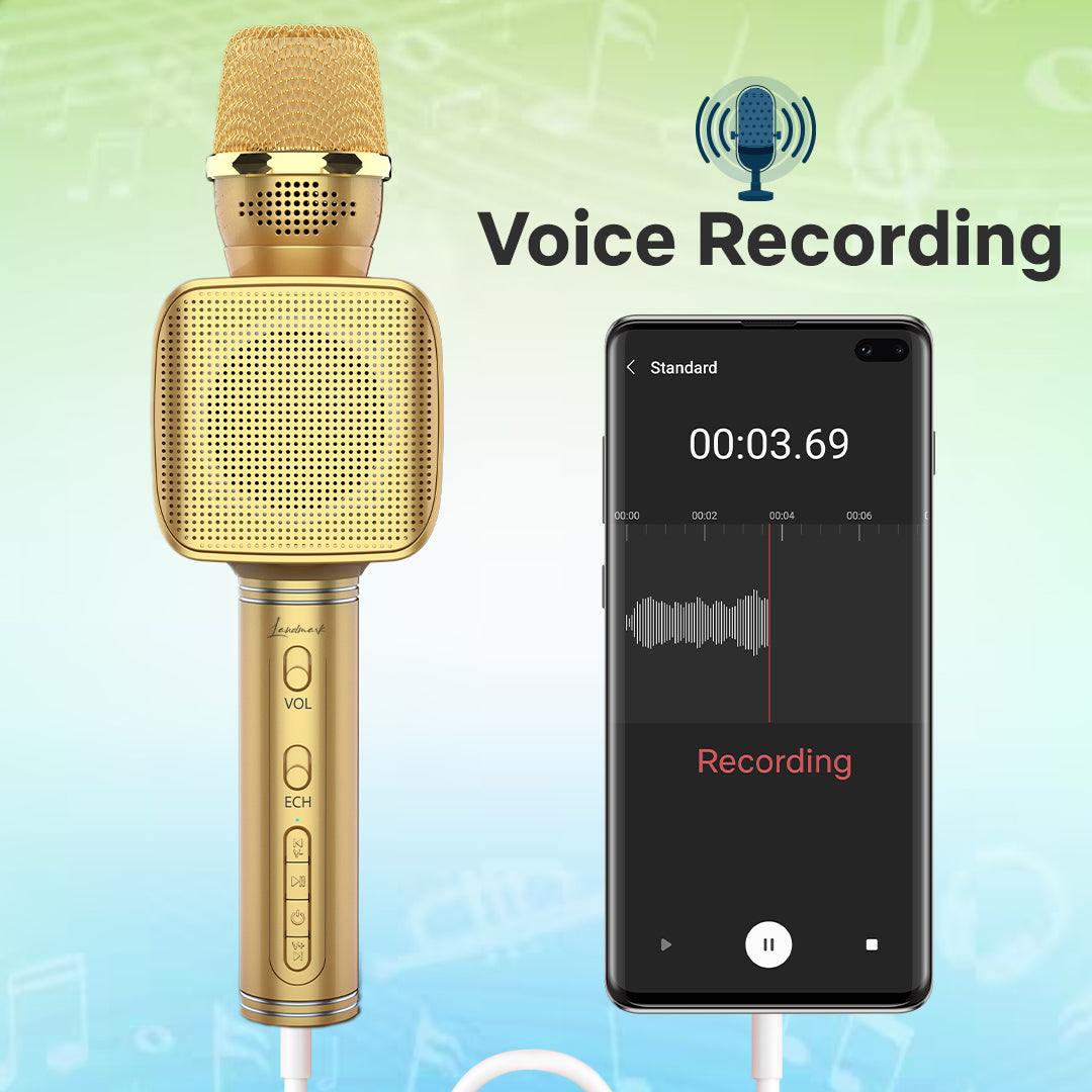 Landmark LM BT1122 Handheld Wireless Singing Mic, Voice Recording Multi-Function Karaoke Microphone