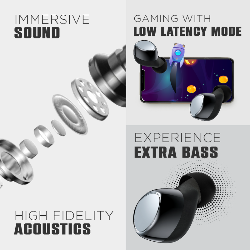 Landmark Atom BH124 True Wireless Earbuds - Big Bass, 24-Hour Battery ...